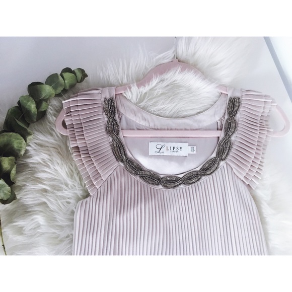 Dusty lilac pleated sequined dress - Picture 2 of 4